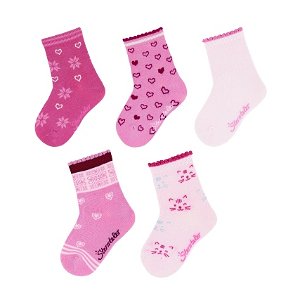 Sterntaler ponožky 5 párů dívčí růžové, srdíčka 8422143