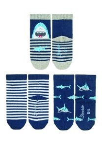 Sterntaler ponožky chlapecké 3 páry tmavě modré, žraloci 8322223