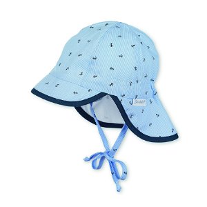 Sterntaler čepička baby chlapecká s plachetkou UV 50+ modrá, kotvičky 1601832