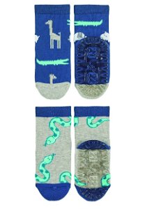 Sterntaler ponožky ABS protiskluzové chodidlo AIR, 2 páry, safari, modré, šedé 8032220