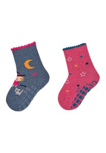 Sterntaler ponožky protiskluzové ABS 2 páry čarodějnice,hvězdičky modré 8102224