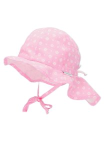 Sterntaler klobouček s plachetkou baby UV  15+ dívčí, zavazovací, růžový, kytičky 1402224