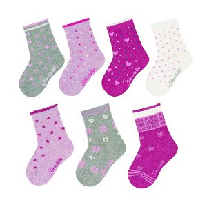 Sterntaler ponožky 7 párů dívčí růžové, srdíčka 8422152