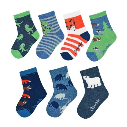 Sterntaler ponožky 7 párů chlapecké tmavě modré, mamuti 8422150