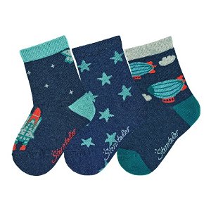 Sterntaler ponožky 3 páry, chlapecké, vzducholoď, modré 8422123