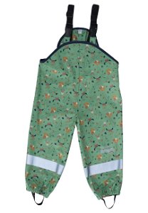 Sterntaler Kalhoty s laclem do deště zelené s lesními zvířátky, s reflexními prvky 5652230
