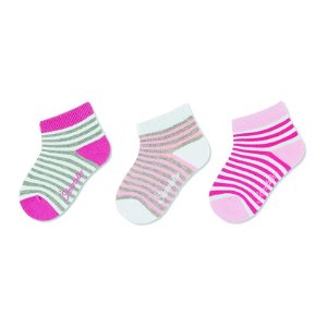 Sterntaler Ponožky kotníčkové dětské růžové s proužky 3 páry 8512120