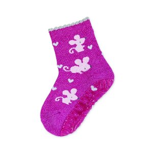 Sterntaler ponožky ABS protiskluzové chodidlo AIR tmavě růžové, myšky 8132110
