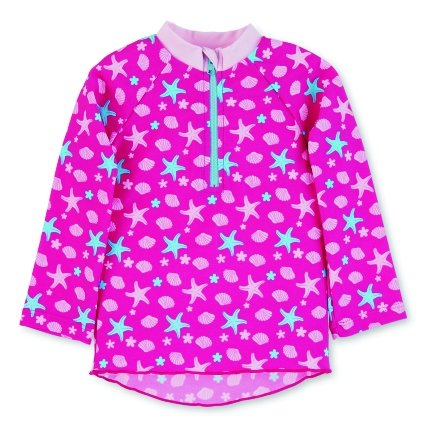 Sterntaler plavky tričko dlouhý rukáv dívčí UV 50+ růžové s hvězdicemi 2502164