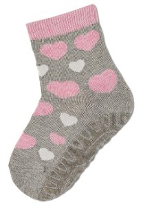 Sterntaler ponožky ABS protiskluzové chodidlo AIR, srdíčka, šedé 8132205