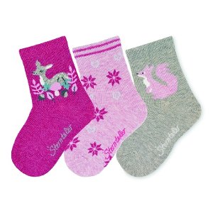 Sterntaler ponožky 3 páry, dívčí, růžové srnka  8422124