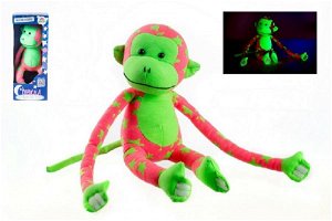 Teddies Opice svítící ve tmě - růžovo-zelená