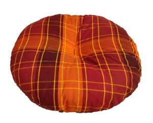 LKV Lomnice Sedák na taburetku kulatý - průměr 35 cm - oranžovočervená kostka