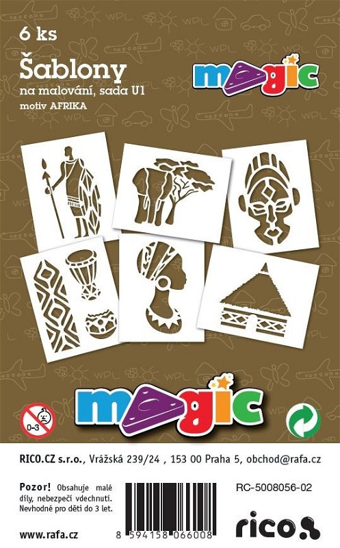 PRIMO MAGIC Papírové šablony - sada U1 - AFRIKA