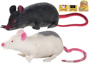M.T. Myš strečová natahovací 12cm Bílá