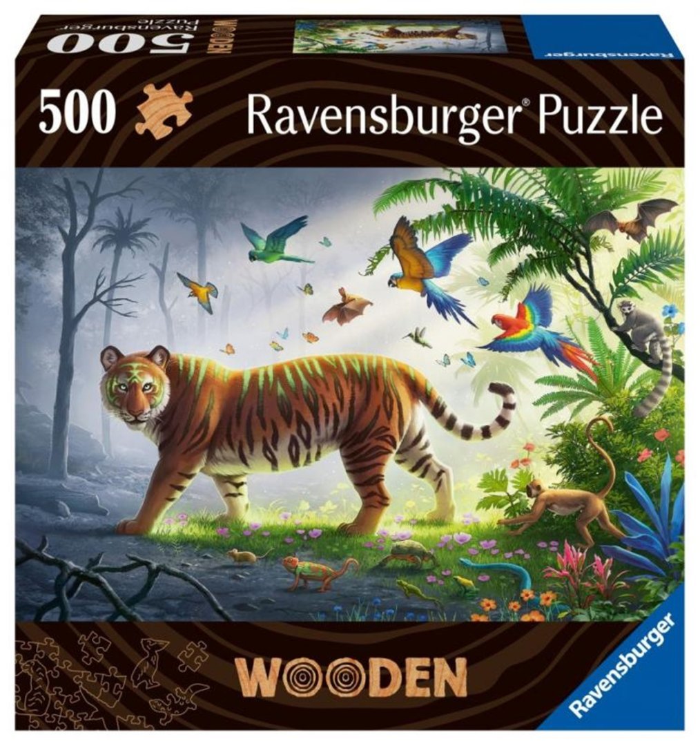 Ravensburger Dřevěné puzzle - Tygr v džungli - 500 dílků