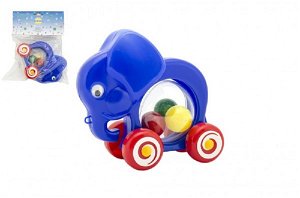 Směr Slon s míčky tahací plast 20x18x9,5 cm Modrá