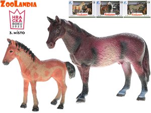 Mikrotrading Zoolandia kůň s hříbětem 10-15 cm a doplňky