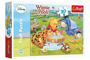 Trefl Puzzle - Medvídek Pú: Prasátko se koupe - 30 dílků