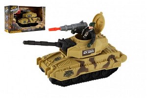 Teddies Tank s vojákem plast 8x24cm na volný chod v krabici 27,5x17x10cm 00861332-XG