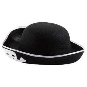 Černý pirátský klobouk s bílým znakem