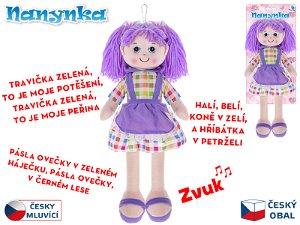 Mikro trading Panenka Nanynka - česky mluvící a zpívající - 50 cm - fialová