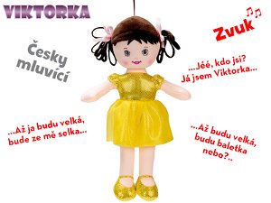 Mikro trading Panenka Viktorka hadrová - 32 cm - česky mluvící - žlutá