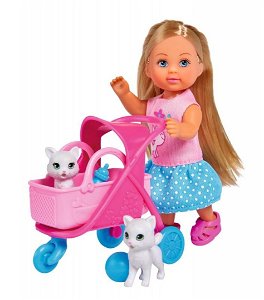 Simba Toys Evi Love - Panenka Evička s kočárkem pro kočičky