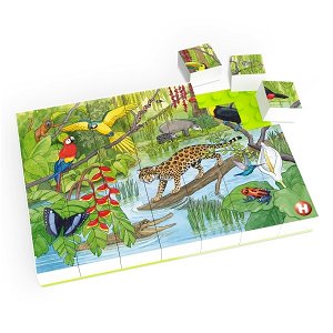 Hubelino Puzzle - Zvířata v pralese - 35 kostek