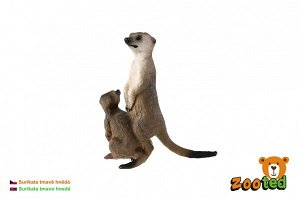 Teddies Surikata s mládětem - Zooted - 8 cm - tmavě hnědá