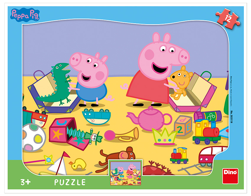 Dino Puzzle deskové - Prasátko Peppa - Peppa Pig si hraje - 12 dílků