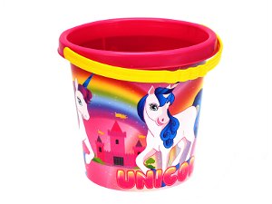 Lamps Baby kbelík na písek jednorožec holčičí růžový s obrázkem Unicorn 17 cm