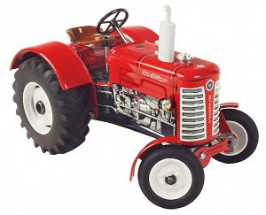 Kovap Sestavený kovový model traktoru Zetor 50 Super - na klíček - červená