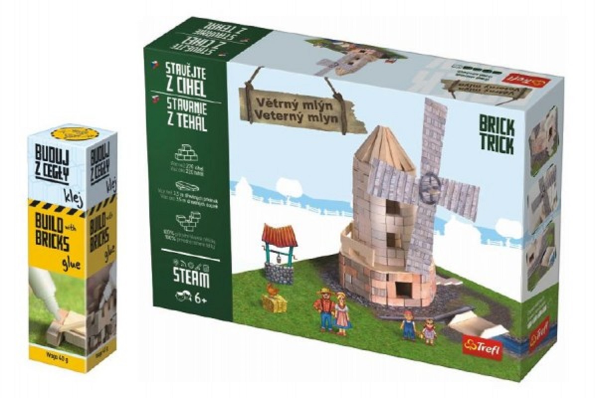 Trefl Brick Trick - Stavějte z cihel - Větrný mlýn + lepidlo