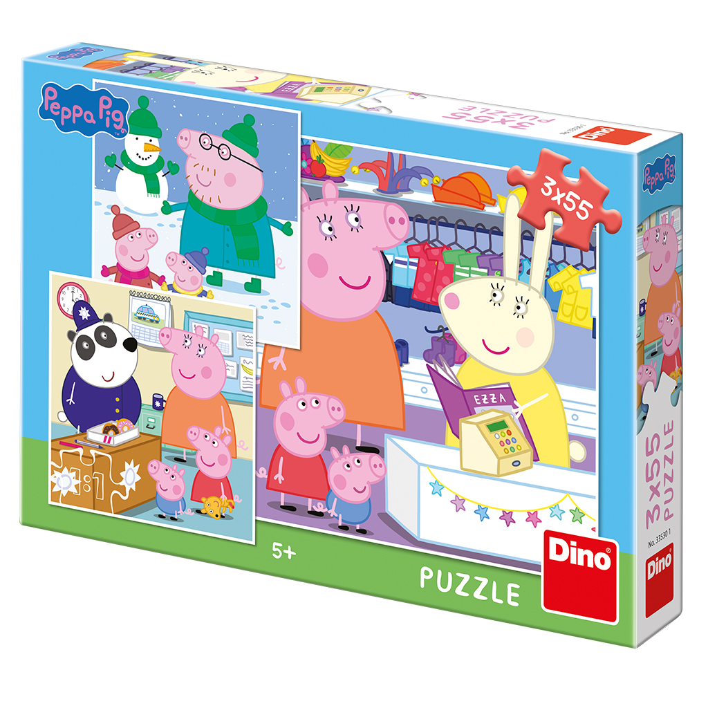 Dino Puzzle - Peppa Pig: Veselé odpoledne - 3 x 55 dílků