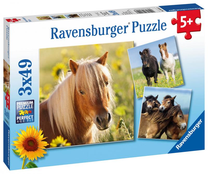 Ravensburger Puzzle - Koně - 3 x 49 dílků