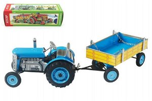 Kovap Traktor ZETOR s valníkem modrý kovový na klíček