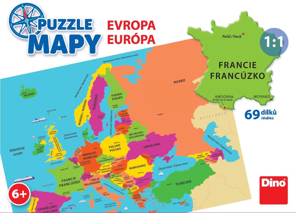 Dino Puzzle - Mapa Evropy - 69 dílků