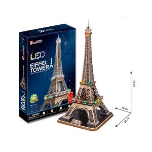 CubicFun 3D Puzzle - Eiffelova věž s LED světlem - 82 dílků