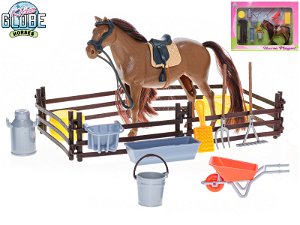 Mikro trading Kids Globe Horses - Kůň - 18 cm - stojící s doplňky