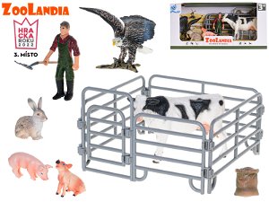Mikro trading Zoolandia - Kráva se zvířátky z farmy a doplňky