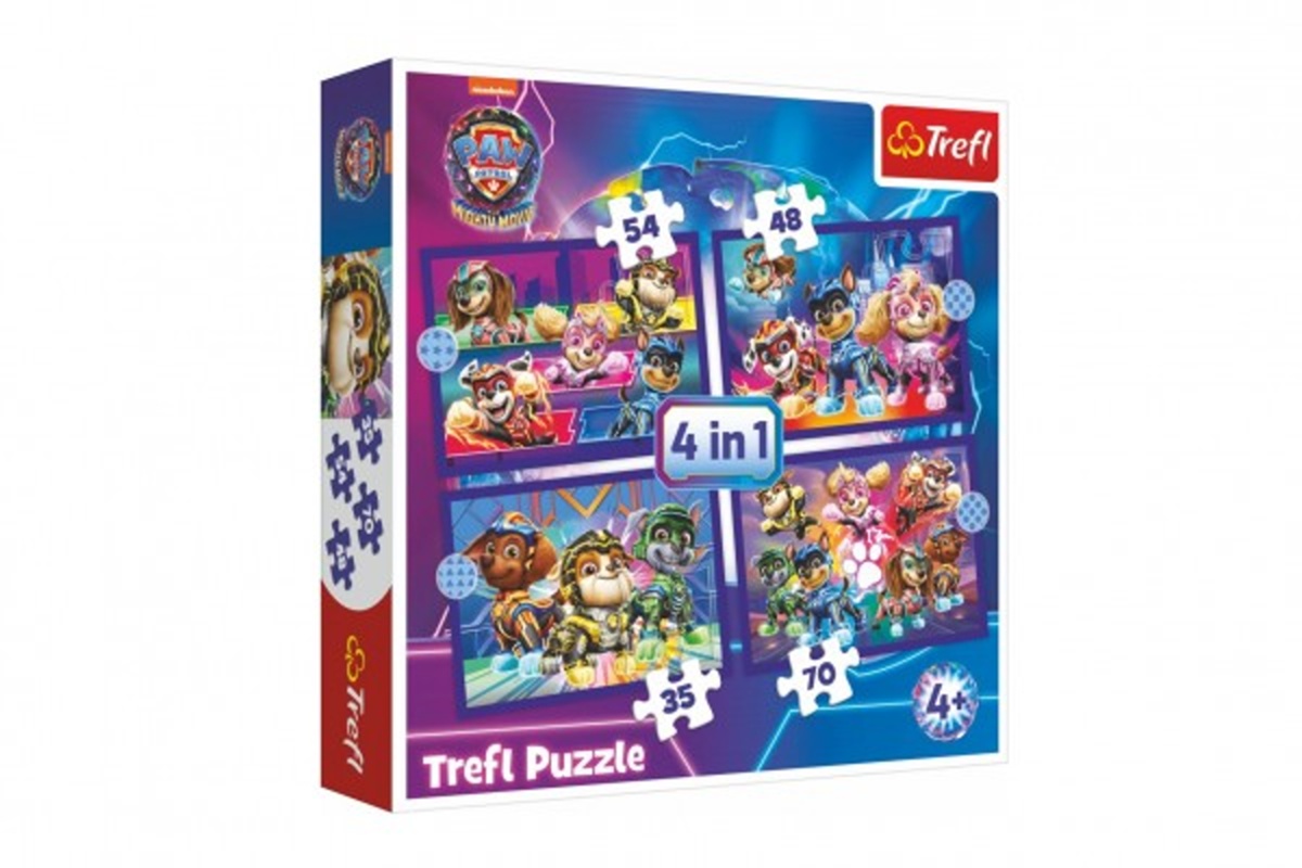 Trefl Puzzle 4v1 - Tlapková patrola: The Mighty Movie 2023 - 35, 48, 54 a 70 dílků