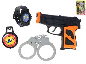Mikro trading Policejní set s pistolí, pouty a hodinkami