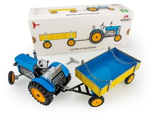Kovap Traktor Zetor s valníkem modrý na klíček