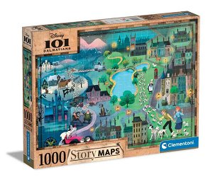 Clementoni Puzzle - Disney mapa: 101 Dalmatinů - 1000 dílků