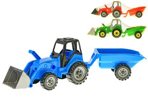 Mikro trading traktor s vlečkou a nakladačem