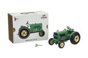 Kovap Traktor MAN AS 325A zelený na klíček kov v krabici 1:25