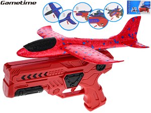 Gametime pistole 21 cm s letadlem pěnovým vystřelovacím - mix barev (modrá, červená)