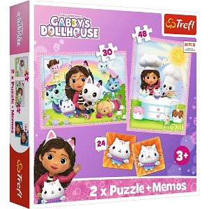 Trefl Puzzle - Gabby´s Dollhouse: Gabby s kočičími kamarády - 30 a 48 dílků + pexeso