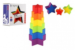 Teddies Věž/Pyramida hvězda barevná stohovací skládačka 6ks